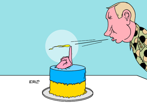 Cartoon: Sie will einfach nicht ausgehen! (medium) by Erl tagged politik,krieg,angriff,überfall,wladimir,putin,russland,ukraine,halbes,jahr,unhabhängigkeitstag,unabhängigkeit,geburtstag,torte,geburtstagstorte,kerze,ausblasen,langer,atem,karikatur,erl,politik,krieg,angriff,überfall,wladimir,putin,russland,ukraine,halbes,jahr,unhabhängigkeitstag,unabhängigkeit,geburtstag,torte,geburtstagstorte,kerze,ausblasen,langer,atem,karikatur,erl