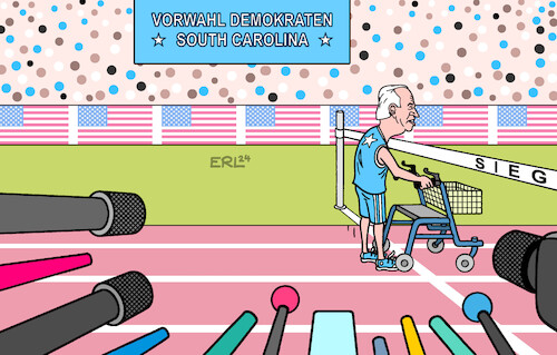 Cartoon: Sieg für Biden (medium) by Erl tagged politik,usa,wahlen,präsidentschaftswahlen,2024,vorwahlen,south,carolina,demokraten,sieg,präsident,joe,biden,skepis,alter,ziel,einlauf,rollator,karikatur,erl,politik,usa,wahlen,präsidentschaftswahlen,2024,vorwahlen,south,carolina,demokraten,sieg,präsident,joe,biden,skepis,alter,ziel,einlauf,rollator,karikatur,erl