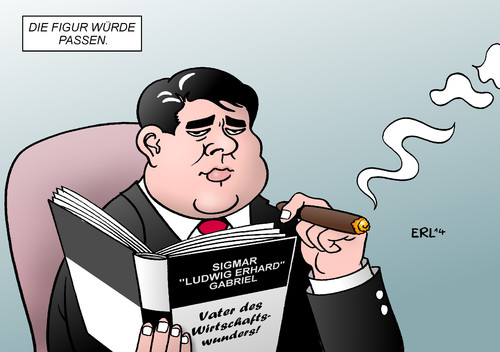 Cartoon: Sigmar Gabriel (medium) by Erl tagged sigmar,gabriel,wirtschaftsminister,ludwig,erhard,vater,wirtschaftswunder,image,imagewandel,fussstapfen,wirtschaft,wachstum,wirtschaftswachstum,figur,dick,zigarre,sigmar,gabriel,wirtschaftsminister,ludwig,erhard,vater,wirtschaftswunder,image,imagewandel,fussstapfen,wirtschaft,wachstum,wirtschaftswachstum,figur,dick,zigarre