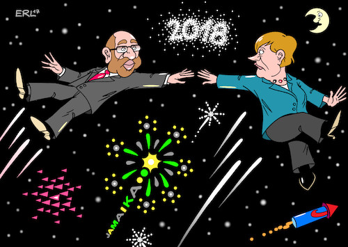 Cartoon: Silvester (medium) by Erl tagged silvester,neujahr,feiern,feuerwerk,böller,kracher,raketen,feinstaub,2017,2018,jahr,jahresrückblick,bundestagswahl,regierung,regierungsbildung,jamaika,scheitern,aus,neuauflage,groko,große,koalition,schwarz,rot,cdu,csu,spd,bundeskanzlerin,angela,merkel,martin,schulz,fdp,afd,mond,sterne,karikatur,erl,silvester,neujahr,feiern,feuerwerk,böller,kracher,raketen,feinstaub,2017,2018,jahr,jahresrückblick,bundestagswahl,regierung,regierungsbildung,jamaika,scheitern,aus,neuauflage,groko,große,koalition,schwarz,rot,cdu,csu,spd,bundeskanzlerin,angela,merkel,martin,schulz,fdp,afd,mond,sterne,karikatur,erl