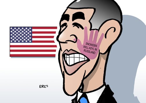 Cartoon: Snowden Asyl Russland (medium) by Erl tagged usa,geheimdienst,nsa,spähprogramm,prism,abhören,spionieren,esward,snowden,flucht,verfolgung,asyl,bitte,russland,schlag,gesicht,obama,usa,geheimdienst,nsa,spähprogramm,prism,abhören,spionieren,esward,snowden,flucht,verfolgung,asyl,bitte,russland,schlag,gesicht,obama