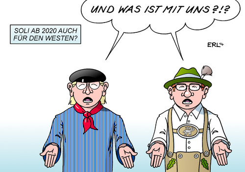 Cartoon: Soli (medium) by Erl tagged soli,solidaritätszuschlag,ost,west,nord,süd,ostdeutschland,westdeutschkland,norddeutschland,süddeutschland,abgabe,infrastruktur,neuordnung,2020,solidarität,finanzen,geld,karikatur,erl,soli,solidaritätszuschlag,ost,west,nord,süd,ostdeutschland,westdeutschkland,norddeutschland,süddeutschland,abgabe,infrastruktur,neuordnung,2020,solidarität,finanzen,geld