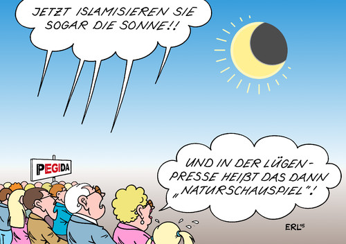 Cartoon: Sonnenfinsternis (medium) by Erl tagged sonnenfinsternis,partiell,sonne,mond,astronomie,pegida,rechtspopulismus,islamisierung,halbmond,islamophobie,medien,presse,lügenpresse,naturschauspiel,karikatur,erl,sonnenfinsternis,partiell,sonne,mond,astronomie,pegida,rechtspopulismus,islamisierung,halbmond,islamophobie,medien,presse,lügenpresse,naturschauspiel