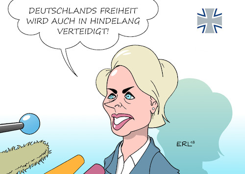 Cartoon: Späte Erkenntnis (medium) by Erl tagged politik,bundeswehr,neuausrichtung,kurs,reduzierung,auslandseinsätze,ausweitung,landesverteidigung,deutschland,hindukusch,verteidigungsministerin,ursula,von,der,leyen,karikatur,erl,politik,bundeswehr,neuausrichtung,kurs,reduzierung,auslandseinsätze,ausweitung,landesverteidigung,deutschland,hindukusch,verteidigungsministerin,ursula,von,der,leyen,karikatur,erl