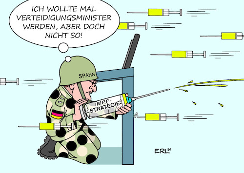 Cartoon: Spahn (medium) by Erl tagged politik,corona,virus,pandemie,covid19,lockdown,hoffnung,rettung,impfung,impfstoff,bestellung,gesundheitsminister,jens,spahn,kritik,menge,langsamkeit,verteidigung,bundestag,verteidigungsminister,schützengraben,soldat,gefecht,spritzen,karikatur,erl,politik,corona,virus,pandemie,covid19,lockdown,hoffnung,rettung,impfung,impfstoff,bestellung,gesundheitsminister,jens,spahn,kritik,menge,langsamkeit,verteidigung,bundestag,verteidigungsminister,schützengraben,soldat,gefecht,spritzen,karikatur,erl