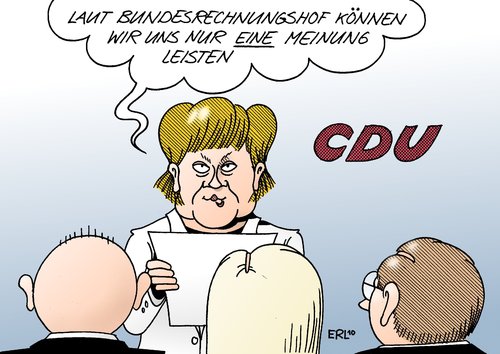 Cartoon: Sparen (medium) by Erl tagged cdu,parteitag,merkel,vorsitz,kanzlerin,kanzlerwahlverein,jasager,abnicken,meinung,sparen,bundesrechnungshof,verschwendung,steuergeld,cdu,parteitag,angela merkel,kanzlerin,kanzlerwahlverein,jasager,abnicken,meinung,sparen,bundesrechnungshof,steuergeld,verschwendung,steuer,angela,merkel