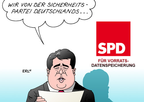 Cartoon: SPD (medium) by Erl tagged spd,sozialdemokratische,partei,deutschlands,deutschland,abstimmung,vorratsdatenspeicherung,sigmar,gabriel,sicherheit,soziales,sicher,sozial,karikatur,erl,spd,sozialdemokratische,partei,deutschlands,deutschland,abstimmung,vorratsdatenspeicherung,sigmar,gabriel,sicherheit,soziales,sicher,sozial