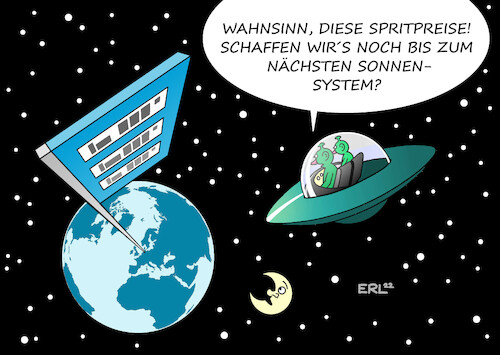 Cartoon: Spritpreise (medium) by Erl tagged politik,krieg,angriff,überfall,wladimir,putin,russland,ukraine,reaktion,erde,welt,sanktionen,verteuerung,energie,erdöl,erdgas,öl,gas,benzin,super,diesel,spritpreis,benzinbreis,außerirdisch,außerirdische,ufo,karikatur,erl,politik,krieg,angriff,überfall,wladimir,putin,russland,ukraine,reaktion,erde,welt,sanktionen,verteuerung,energie,erdöl,erdgas,öl,gas,benzin,super,diesel,spritpreis,benzinbreis,außerirdisch,außerirdische,ufo,karikatur,erl