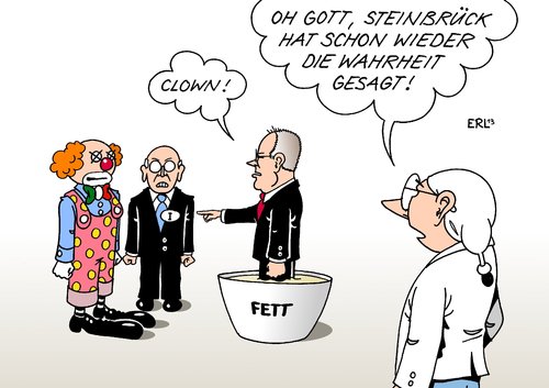 Cartoon: Steinbrück Clown (medium) by Erl tagged spd,kanzlerkandidat,peer,steinbrück,offen,wort,italien,wahl,sieger,clown,staatspräsident,napolitano,beleidigung,fettnapf,spd,kanzlerkandidat,peer,steinbrück,offen,wort,italien,wahl,sieger,clown,staatspräsident,napolitano,beleidigung,fettnapf