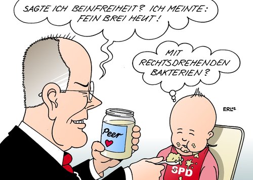 Cartoon: Steinbrück SPD 1 (medium) by Erl tagged spd,steinbrück,peer,kanzlerkandidat,partei,flügel,links,rechts,beinfreiheit,fütterung,brei,baby,rechtsdrehend,spd,steinbrück,peer,kanzlerkandidat,partei,flügel,links,rechts,beinfreiheit,fütterung,brei,baby,rechtsdrehend