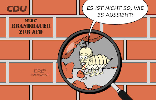 Cartoon: Steinlaus Merz (medium) by Erl tagged politik,partei,cdu,union,abgrenzung,afd,rechtsextremismus,rechtspopulismus,brandmauer,vorsitz,friedrich,merz,liebäugeln,zusammenarbeit,kommunen,kommunale,ebene,steinlaus,loriot,karikatur,erl,politik,partei,cdu,union,abgrenzung,afd,rechtsextremismus,rechtspopulismus,brandmauer,vorsitz,friedrich,merz,liebäugeln,zusammenarbeit,kommunen,kommunale,ebene,steinlaus,loriot,karikatur,erl