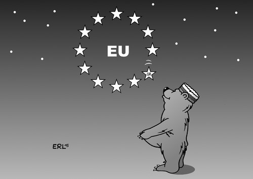 Cartoon: Sterntaler (medium) by Erl tagged eu,griechenland,krise,schulden,sparkurs,ministerpräsident,tsipras,besuch,russland,präsident,putin,sterntaler,märchen,auffangen,bär