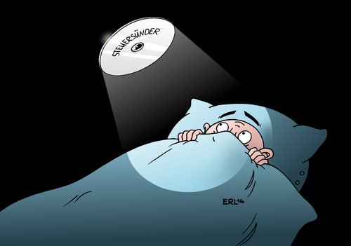 Cartoon: Steuer-CD (medium) by Erl tagged cd,daten,steuersünder,steuerhinterziehung,schwarzgeld,entdeckung,angst,nacht,bett,schlaf,deutschland,bank,israel,karikatur,erl,cd,daten,steuersünder,steuerhinterziehung,schwarzgeld,entdeckung,angst,nacht,bett,schlaf,deutschland,bank,israel