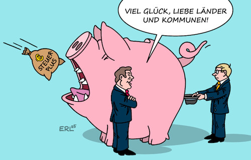 Cartoon: Steuerschätzung (medium) by Erl tagged politik,finanzen,steuerschätzung,mehreinnahmen,haushaltslöcher,bund,länder,kommunen,klingbeil,sparschwein,karikatur,erl,politik,finanzen,steuerschätzung,mehreinnahmen,haushaltslöcher,bund,länder,kommunen,klingbeil,sparschwein,karikatur,erl