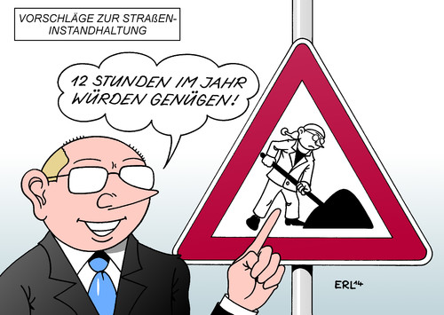 Cartoon: Straßen (medium) by Erl tagged straßen,verkehr,verkehrswege,instandhaltung,kosten,autofahrer,steuerzahler,geld,arbeit,arbeitsstunden,jahr,baustelle,verkehrszeichen,verkehrsschild,straßen,verkehr,verkehrswege,instandhaltung,kosten,autofahrer,steuerzahler,geld,arbeit,arbeitsstunden,jahr,baustelle,verkehrszeichen,verkehrsschild