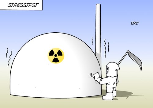 Cartoon: Stresstest (medium) by Erl tagged atomkraft,atomenergie,atomkraftwerk,deutschland,stresstest,abschaltung,sense,radioaktiv,radioaktivität,atomunfall,gau,supergau,japan,fukushima,atomkraft,atomenergie,atomkraftwerk,deutschland,stresstest,abschaltung,sense,radioaktiv,radioaktivität,atomunfall,gau,supergau,fukushima