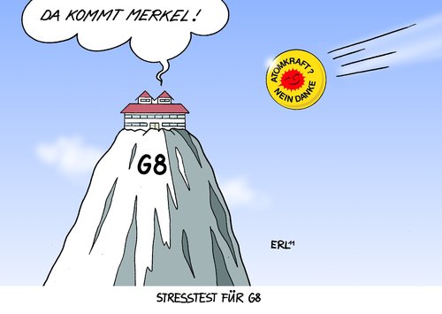 Cartoon: Stresstest für G8 (medium) by Erl tagged g8,gipfel,wirtschaft,politik,welt,probleme,atomausstieg,bundeskanzlerin,angela,merkel,atomenergie,atomkraft,atomkraftwerk,stresstest,sicherheit,überprüfung,g8,gipfel,wirtschaft,politik,welt,probleme,atomausstieg,bundeskanzlerin,merkel,atomenergie,atomkraft,atomkraftwerk,stresstest,sicherheit,überprüfung