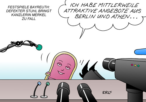 Cartoon: Stuhl (medium) by Erl tagged bundeskanzlerin,angela,merkel,richard,wagner,festspiele,bayreuth,pause,stuhl,defekt,zusammenbruch,fall,oppsition,berlin,griechenland,athen,interesse,angebot,attraktiv,karikatur,erl,bundeskanzlerin,angela,merkel,richard,wagner,festspiele,bayreuth,pause,stuhl,defekt,zusammenbruch,fall,oppsition,berlin,griechenland,athen,interesse,angebot,lukrativ