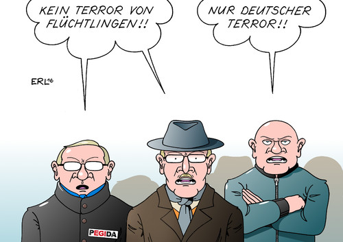 Cartoon: Terror (medium) by Erl tagged terror,terrorismus,anschlag,plan,deutschland,flüchtlinge,flüchtlingslager,is,angst,rechtspopulismus,rechtsextremismus,pegida,skinhead,deutsch,karikatur,erl,terror,terrorismus,anschlag,plan,deutschland,flüchtlinge,flüchtlingslager,is,angst,rechtspopulismus,rechtsextremismus,pegida,skinhead,deutsch,karikatur,erl