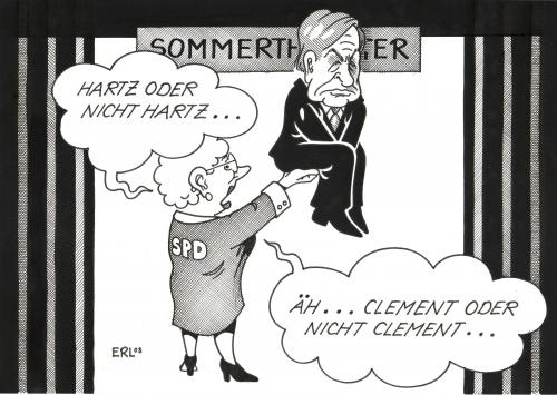 Cartoon: Text! (medium) by Erl tagged spd,clement,hartz4,partei,parteiausschluss,theater,sommertheater,text,hamlet,wolfgang clement,parteischädigendes verhalten,hartz4,hartz,hartz iv,agenda 2010,spd,parteiausschluss,theater,sommertheater,bühnenstück,hamlet,william shakespeare,parteirauswurf,rauswurf,graf rotz,rwe,braunkohletagebau garzweiler ii,steinkohlesubventionen,untersuchungsausschuss,aufsichtsrat,dussmann,alg ii,alg 2,montagsdemonstration,schröderianer,superminister,superministerium,bundesschiedskommission,rechtskräftig,parteiordnungsverfahren,parteiausschlussverfahren,ausschluss,parteikritik,parteirausschmiss,parteiaustritt,lobbyist,lobbyismus,spd kritik,energiepolitik,atomkraftausstiegskritik,atomkraftausstieg,rwe power ag,andrea ypsilanti,arbeitsminister,wirtschaftsminister,bundesminister,nordrheinwestfalen,nrw,linkenpartei,linke,linkskoalition,wolfgang,clement,parteischädigendes,verhalten,iv,agenda,2010,william,shakespear,graf,rotz,braunkohletagebaus,garzweiler,ii,alg,kritik,power,ag,andrea,ypsilanti,braunkohletagebau,shakespeare