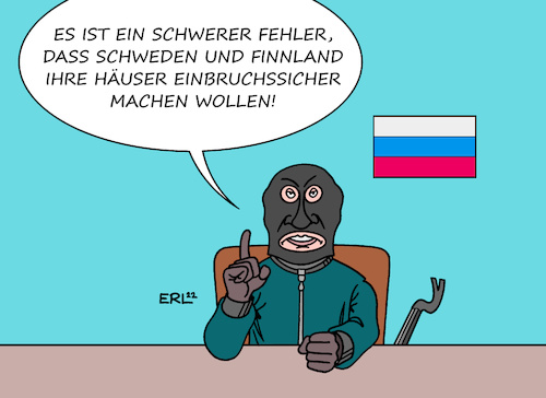 Cartoon: Tipp vom Fachmann (medium) by Erl tagged politik,krieg,angriff,überfall,wladimir,putin,russland,ukraine,reaktion,finnland,schweden,aufnahme,nato,haus,einbruchssicher,schutz,einbrecher,einbruch,kriminalität,fachmann,karikatur,erl,politik,krieg,angriff,überfall,wladimir,putin,russland,ukraine,reaktion,finnland,schweden,aufnahme,nato,haus,einbruchssicher,schutz,einbrecher,einbruch,kriminalität,fachmann,karikatur,erl