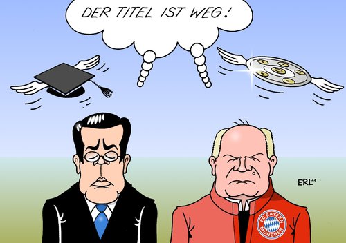 Cartoon: Titel (medium) by Erl tagged meisterschale,bundesliga,dortmund,bvb,niederlage,hoeneß,uli,münchen,bayern,fc,doktorhut,aberkennung,bayreuth,universität,plagiat,doktorarbeit,guttenberg,fußball,meistertitel,doktortitel,titel,titel,doktortitel,meistertitel,fußball,guttenberg,doktorarbeit,plagiat,universität,aberkennung,bayreuth,doktorhut