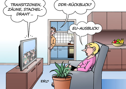 Cartoon: Transitzonen (medium) by Erl tagged flüchtlinge,eu,europa,transitzonen,abschiebung,zaun,stacheldraht,ddr,rückblick,ausblick,zukunft,karikatur,erl,flüchtlinge,eu,europa,transitzonen,abschiebung,zaun,stacheldraht,ddr,rückblick,ausblick,zukunft,karikatur,erl