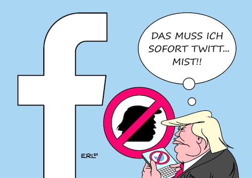 Cartoon: Trump Facebook (medium) by Erl tagged politik,usa,expräsident,donald,trump,fake,news,sturm,kapitol,capitol,sperre,twitter,facebook,social,media,rechtspopulismus,verschwörungstheorien,anon,smartphone,karikatur,erl,politik,usa,expräsident,donald,trump,fake,news,sturm,kapitol,capitol,sperre,twitter,facebook,social,media,rechtspopulismus,verschwörungstheorien,anon,smartphone,karikatur,erl