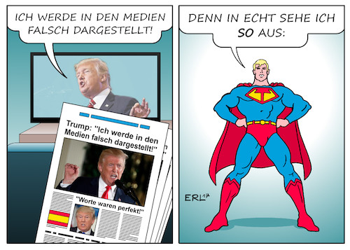 Cartoon: Trump Medien (medium) by Erl tagged usa,präsident,donald,trump,medien,darstellung,wahrheit,lüge,fake,news,selbstdarstellung,zeitung,fernsehen,aussage,charlottesville,rechtsextremismus,gewalt,rassismus,rechtspopulismus,starker,mann,held,superman,karikatur,erl,usa,präsident,donald,trump,medien,darstellung,wahrheit,lüge,fake,news,selbstdarstellung,zeitung,fernsehen,aussage,charlottesville,rechtsextremismus,gewalt,rassismus,rechtspopulismus,starker,mann,held,superman,karikatur,erl