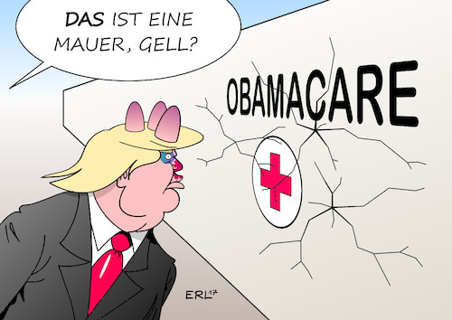 Cartoon: Trump Obamacare (medium) by Erl tagged usa,präsident,donald,trump,abschaffung,obamacare,gesundheit,krankenversicherung,gesundheitsreform,vorgänger,barack,obama,schwierigkeit,opposition,demokraten,partei,parteifreunde,republikaner,trumpcare,beule,nase,blutig,auge,blau,veilchen,kopf,wand,mauer,mauerbau,mexiko,karikatur,erl,usa,präsident,donald,trump,abschaffung,obamacare,gesundheit,krankenversicherung,gesundheitsreform,vorgänger,barack,obama,schwierigkeit,opposition,demokraten,partei,parteifreunde,republikaner,trumpcare,beule,nase,blutig,auge,blau,veilchen,kopf,wand,mauer,mauerbau,mexiko,karikatur,erl