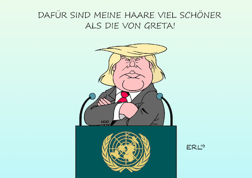 Cartoon: Trump UN (medium) by Erl tagged politik,klima,klimawandel,erderwärmung,klimaschutz,klimapolitik,klimagipfel,rede,greta,thunberg,fridays,for,future,usa,präsident,donald,trump,haare,karikatur,erl,politik,klima,klimawandel,erderwärmung,klimaschutz,klimapolitik,klimagipfel,rede,greta,thunberg,fridays,for,future,usa,präsident,donald,trump,haare,karikatur,erl