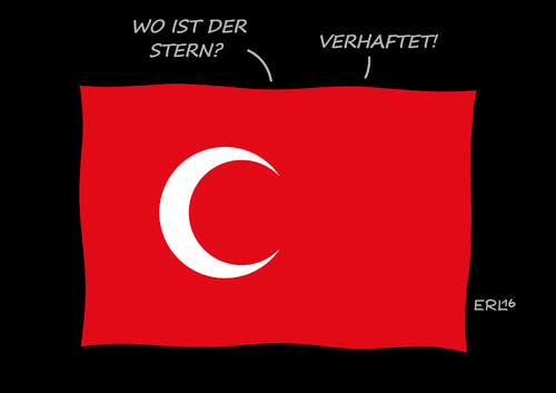 Cartoon: Türkei (medium) by Erl tagged türkei,militärputsch,präsident,erdogan,rache,säuberung,verhaftung,verhaftungen,soldaten,juristen,richter,akademiker,gegner,gefängnis,ausnahmezustand,beschneidung,demokratie,flagge,halbmond,stern,karikatur,erl,türkei,militärputsch,präsident,erdogan,rache,säuberung,verhaftung,verhaftungen,soldaten,juristen,richter,akademiker,gegner,gefängnis,ausnahmezustand,beschneidung,demokratie,flagge,halbmond,stern,karikatur,erl