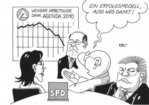 Cartoon: Typisch SPD (medium) by Erl tagged spd,partei,parteikurs,flügel,flügelkämpfe,kursdebatte,debatte,volkspartei,links,rechts,richtung,richtungsstreit,diskussion,meinungsverschiedenheiten,spaltung,arm,reich,wirtschaftspolitik,sozialpolitik,agenda 2010,abkehr,konflikt,streit,agenda,2010,kurt beck,andrea ypsilanti,peer steinbrück,erfolgsmodell,arbeitslosigkeit,rückgang,kurt,beck,andrea,ypsilanti,peer,steinbrück