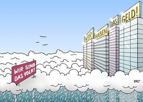 Cartoon: Über den Wolken (medium) by Erl tagged sozialisierung,privatisierung,verlust,gewinn,börse,frankfurt,street,wall,occupy,volk,protest,armut,kapitalismus,spielsucht,spielcasino,kontrolle,verteilung,reichtum,geld,banken,bank,finanzwirtschaft,finanzwelt,inanzen,finanzen,finanzwelt,finanzwirtschaft,bank,banken,reichtum,verteilung,kontrolle,spielcasino,spielsucht