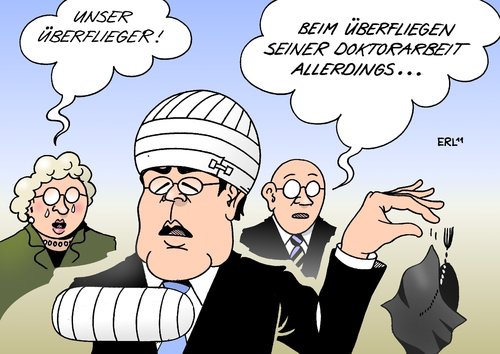 Cartoon: Überflieger (medium) by Erl tagged guttenberg,doktorarbeit,plagiat,titel,rückgabe,verzicht,cdu,csu,hoffnungsträger,senkrechtstarter,überflieger,karriere,überfliegen,lesen,fehler,doktorhut,guttenberg,doktorarbeit,plagiat,rückgabe,verzicht,überfliegen,überflieger