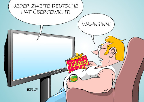 Cartoon: Übergewicht (medium) by Erl tagged politik,gesundheit,übergewicht,volkskrankheit,hälfte,deutschland,ursachen,bewegungsmangel,ernährung,fernsehen,karikatur,erl,politik,gesundheit,übergewicht,volkskrankheit,hälfte,deutschland,ursachen,bewegungsmangel,ernährung,fernsehen,karikatur,erl