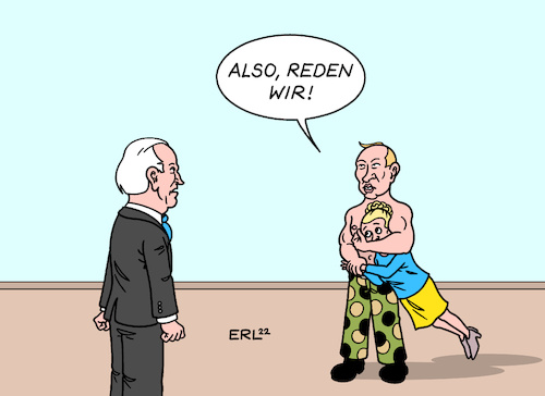 Cartoon: Ukraine-Gespräche (medium) by Erl tagged politik,russland,präsident,putin,zerfall,sowjetunion,schmerz,trennung,besitzansprüche,aggression,ukraine,ex,sowjetrepublik,gespräche,usa,lösung,entspannung,voraussetzung,schwierig,karikatur,erl,politik,russland,präsident,putin,zerfall,sowjetunion,schmerz,trennung,besitzansprüche,aggression,ukraine,ex,sowjetrepublik,gespräche,usa,lösung,entspannung,voraussetzung,schwierig,karikatur,erl