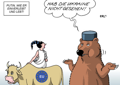 Cartoon: Ukraine (medium) by Erl tagged ukraine,annäherung,eu,russland,drohung,erpressung,gas,gasversorgung,energie,wärme,kälte,europa,stier,bär,putineinverleiben,ukraine,annäherung,eu,russland,drohung,erpressung,gas,gasversorgung,energie,wärme,kälte,europa,stier,bär,putineinverleiben