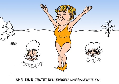 Cartoon: Umfragewerte (medium) by Erl tagged bundeskanzlerin,angela,merkel,umfragewerte,glänzend,beliebt,bundespräsident,christian,wulff,affären,urlaub,kredit,mailbox,wahrheit,würde,fdp,philipp,rösler,wetter,kälte,eisig,angela merkel,umfragewerte,glänzend,bundespräsident,christian wulff,affären,urlaub,kredit,mailbox,wahrheit,angela,merkel,christian,wulff