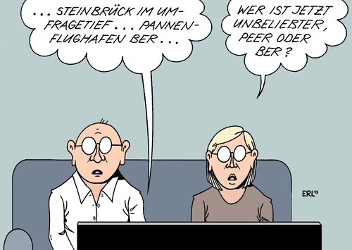 Cartoon: unbeliebt (medium) by Erl tagged spd,kanzlerkandidat,peer,steinbrück,umfrage,umfragetief,unbeliebt,flughafen,berlin,brandenburg,ber,pannen,kostenexplosion,wowereit,platzeck,spd,kanzlerkandidat,peer,steinbrück,umfrage,umfragetief,unbeliebt,flughafen,berlin,brandenburg,ber,pannen,kostenexplosion,wowereit,platzeck