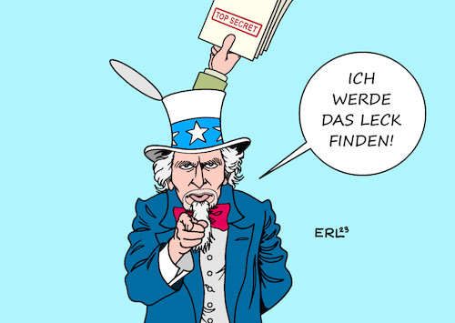 Cartoon: US-Leaks (medium) by Erl tagged politik,usa,pentagon,verteidigungsministerium,geheimdienst,maulwurf,leck,leaks,dokumente,internet,krieg,ukraine,strategie,truppenstärke,uncle,sam,karikatur,erl,politik,usa,pentagon,verteidigungsministerium,geheimdienst,maulwurf,leck,leaks,dokumente,internet,krieg,ukraine,strategie,truppenstärke,uncle,sam,karikatur,erl