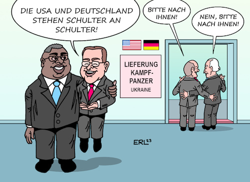 Cartoon: USA Deutschland (medium) by Erl tagged politik,verteidigungsminister,boris,pistorius,treffen,amtskollege,lloyd,austin,usa,deutschland,krieg,russland,ukraine,lieferung,kampfpanzer,bundeskanzler,olaf,scholz,präsident,joe,biden,vortritt,karikatur,erl,politik,verteidigungsminister,boris,pistorius,treffen,amtskollege,lloyd,austin,usa,deutschland,krieg,russland,ukraine,lieferung,kampfpanzer,bundeskanzler,olaf,scholz,präsident,joe,biden,vortritt,karikatur,erl