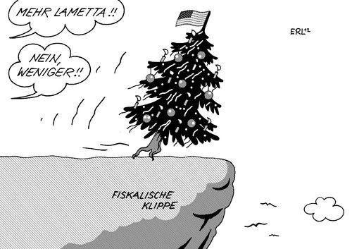 Cartoon: USA Haushalt (medium) by Erl tagged lametta,weihnachtsbaum,christbaum,weihnachte,republikaner,demokraten,streit,schulden,klippe,fiskalische,cliff,fiscal,haushalt,usa,usa,haushalt,fiscal,cliff,fiskalische,klippe,schulden,streit,demokraten,republikaner,weihnachte,christbaum,weihnachtsbaum,lametta