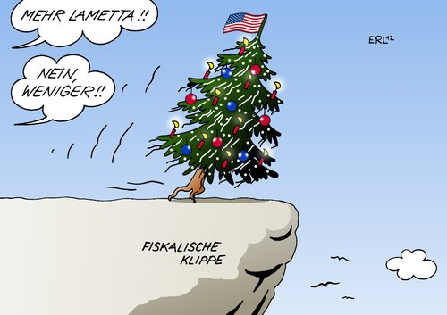 Cartoon: USA Haushalt (medium) by Erl tagged usa,haushalt,fiscal,cliff,fiskalische,klippe,schulden,streit,demokraten,republikaner,weihnachte,christbaum,weihnachtsbaum,lametta,usa,haushalt,fiscal,cliff,fiskalische,klippe,schulden,streit,demokraten,republikaner,weihnachte,christbaum,weihnachtsbaum,lametta