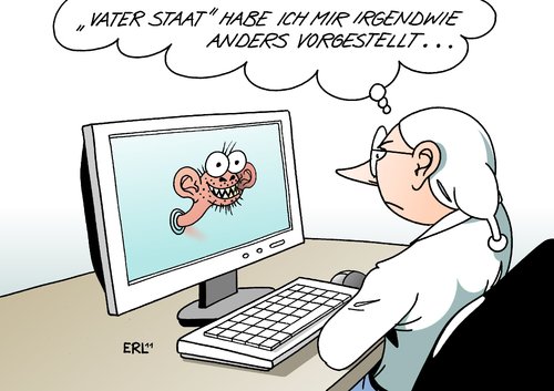 Cartoon: Vater Staat (medium) by Erl tagged vater,staat,trojaner,computer,virus,spionage,software,staatstrojaner,pc,online,onlinedurchsuchung,vater,staat,computer,trojaner,virus,spionage,software,staatstrojaner,pc,onlinedurchsuchung