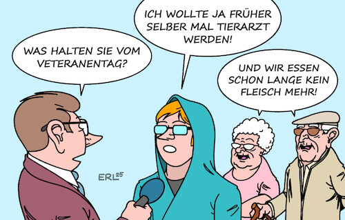 Cartoon: Verankerung in der Gesellschaft (medium) by Erl tagged politik,bundeswehr,armee,verankerung,gesellschaft,veteranentag,veterinär,tierarzt,vegetarier,karikatur,erl,politik,bundeswehr,armee,verankerung,gesellschaft,veteranentag,veterinär,tierarzt,vegetarier,karikatur,erl