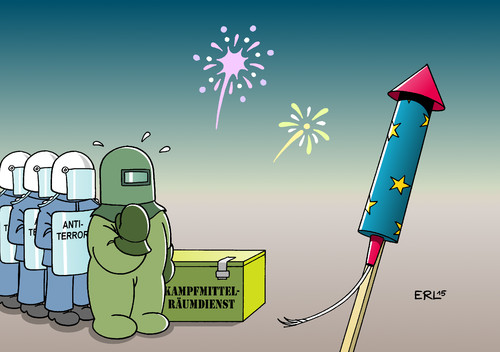 Cartoon: Verdächtig (medium) by Erl tagged silvester,2015,jahreswechsel,2016,feuerwerk,rakete,terror,warnung,verdacht,angst,kampfmittelräumdienst,bombe,entschärfen,antiterror,polizei,sicherheit,karikatur,erl,silvester,2015,jahreswechsel,2016,feuerwerk,rakete,terror,warnung,verdacht,angst,kampfmittelräumdienst,bombe,entschärfen,antiterror,polizei,sicherheit,karikatur,erl