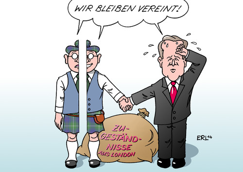 Cartoon: Vereint (medium) by Erl tagged schottland,referendum,abstimmung,unabhängigkeit,nein,spaltung,gegner,befürworter,vereinigtes,königreich,großbritannien,zugeständnis,autonomie,london,premier,cameron,erleichterung,schottland,referendum,abstimmung,unabhängigkeit,nein,spaltung,gegner,befürworter,vereinigtes,königreich,großbritannien,zugeständnis,autonomie,london,premier,cameron,erleichterung