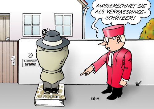 Cartoon: Verfassungsschutz (medium) by Erl tagged verfassungsschutz,beobachtung,bodo,ramelow,politiker,die,linke,partei,klage,bundesverfassungsgericht,karlsruhe,urteil,verfassungswidrig,grundgesetz,füße,auge,rechts,links,verfassungsschutz,beobachtung,bodo,ramelow,politiker,die,linke,partei,klage,bundesverfassungsgericht,karlsruhe,urteil,verfassungswidrig,grundgesetz,füße,auge,rechts,links