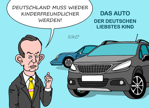 Cartoon: Verkehrspolitik (medium) by Erl tagged politik,verkehrspolitik,verkehrsminister,volker,wissing,fdp,autolobby,auto,autofreundlich,der,deutschen,leibstes,kind,kinderfreundlich,deutschland,karikatur,erl,politik,verkehrspolitik,verkehrsminister,volker,wissing,fdp,autolobby,auto,autofreundlich,der,deutschen,leibstes,kind,kinderfreundlich,deutschland,karikatur,erl